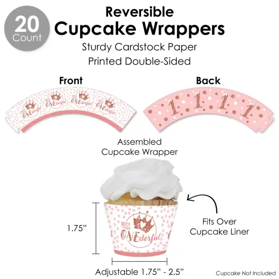 Big Dot of Happiness 1st Birthday Little Miss Onederful - Girl First Birthday Party Favors and Cupcake Kit - Fabulous Favor Party Pack - 100 Pieces {6}