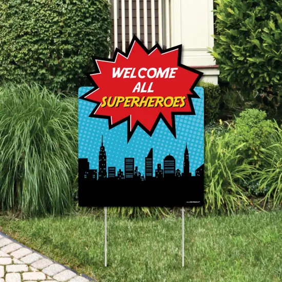 Big Dot of Happiness Bam Superhero - Party Decorations - Birthday Party or Baby Shower Welcome Yard Sign {1}