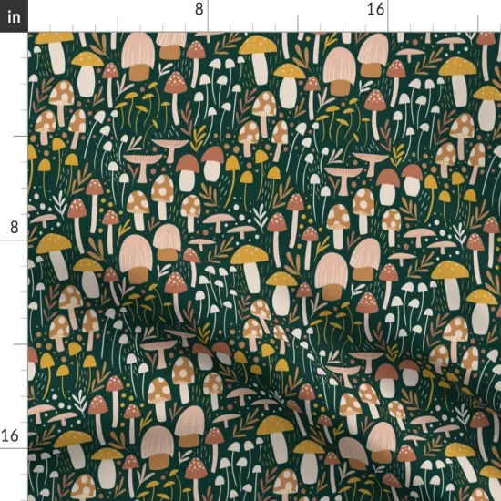 Various Fabrics by the Yard or Fat Quarter Nature Woodland Modern Children Hand-Drawn Small Scale mushrooms Mushroom s Botanical Toadstools Micro Fields Boho Custom Printed Fabric by Spoonflower {2}