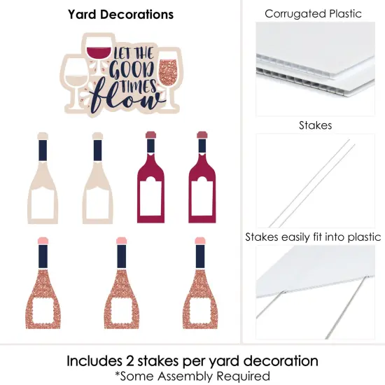 Big Dot of Happiness But First, Wine - Yard Sign and Outdoor Lawn Decorations - Wine Tasting Party Yard Signs - Set of 8 {6}