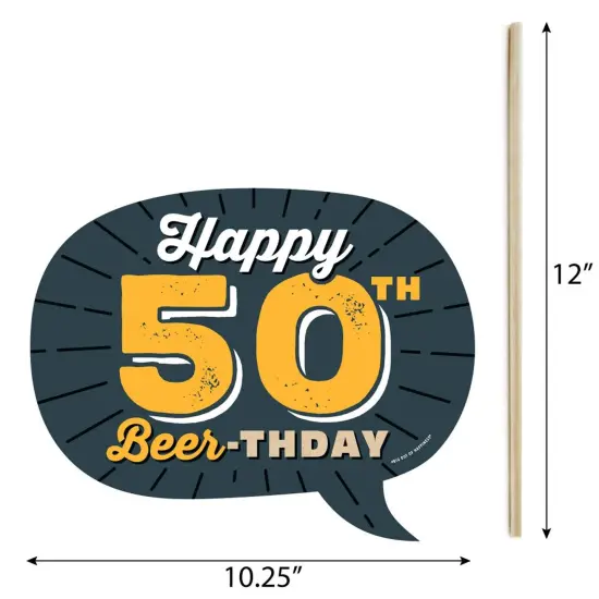 Big Dot of Happiness Funny Cheers and Beers to 50 Years - 50th Birthday Party Photo Booth Props Kit - 10 Piece {6}