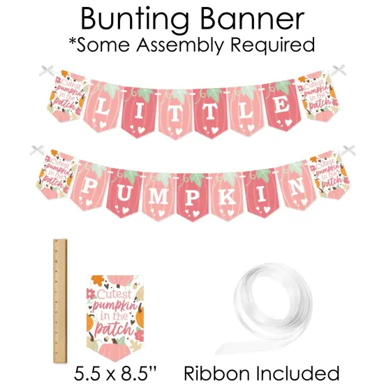 Big Dot of Happiness Girl Little Pumpkin - Banner and Photo Booth Decorations - Fall Birthday Party or Baby Shower Supplies Kit - Doterrific Bundle {6}