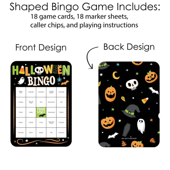 Big Dot of Happiness Jack-O'-Lantern Halloween - Bingo Cards and Markers - Kids Halloween Party Bingo Game - Set of 18 {5}