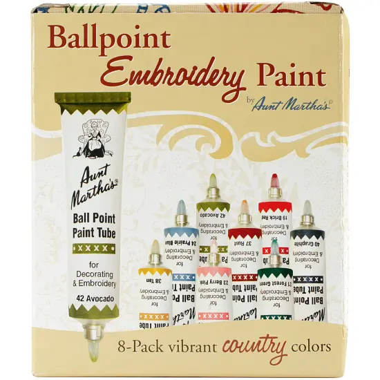 Aunt Martha's Ballpoint Paint Tubes 1oz 8/Pkg-Country Colors {1}