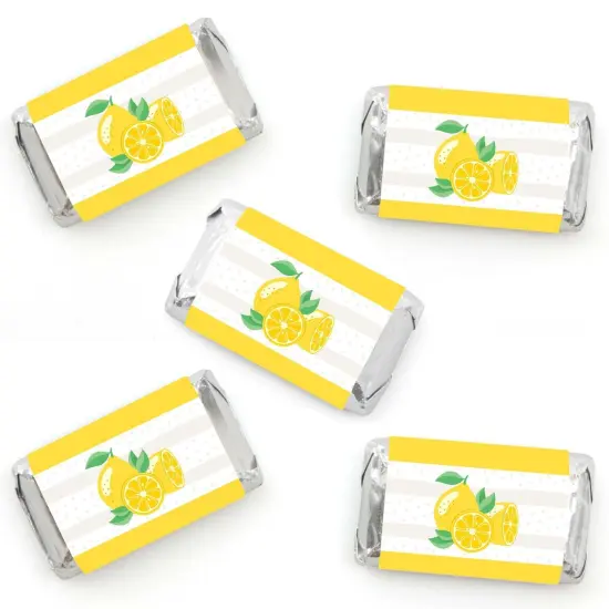 Big Dot of Happiness So Fresh - Lemon - Mini Candy Bar Wrapper Stickers - Citrus Lemonade Party Small Favors - 40 Count {1}