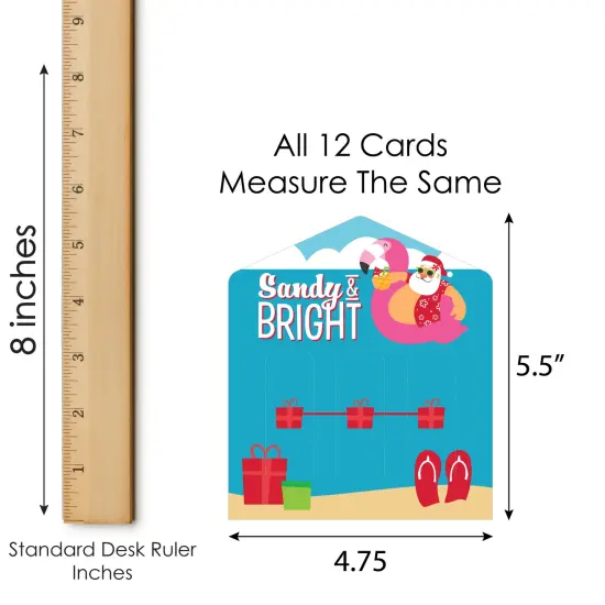 Big Dot of Happiness Tropical Christmas - Beach Santa Holiday Party Game Pickle Cards - Pull Tabs 3-in-a-Row - Set of 12 {7}