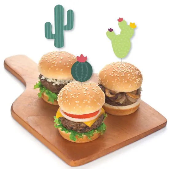 Big Dot of Happiness Prickly Cactus Party - Dessert Cupcake Toppers - Fiesta Party or Fiesta Birthday Party Clear Treat Picks - Set of 24 {4}