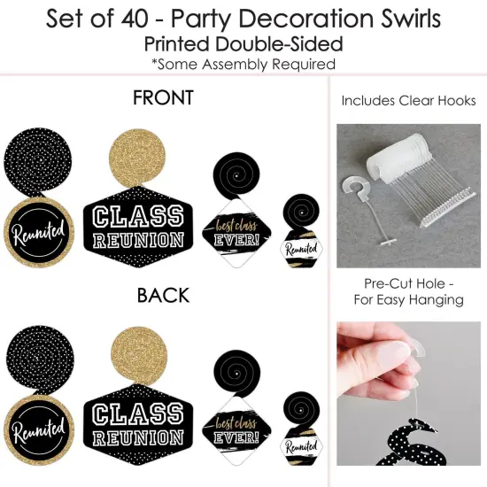 Big Dot of Happiness Reunited - School Class Reunion Party Hanging Decor - Party Decoration Swirls - Set of 40 {7}