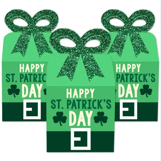 Big Dot of Happiness St. Patrick's Day - Square Favor Gift Boxes - Saint Paddy's Day Party Bow Boxes - Set of 12 {3}