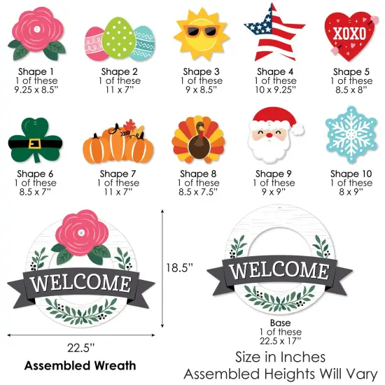 Big Dot of Happiness Holiday Welcome - Front Door Seasonal Decor - Interchangeable Wreath {6}