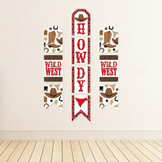 Big Dot of Happiness Western Hoedown - Hanging Vertical Paper Door Banners - Wild West Cowboy Party Wall Decoration Kit - Indoor Door Decor {4}