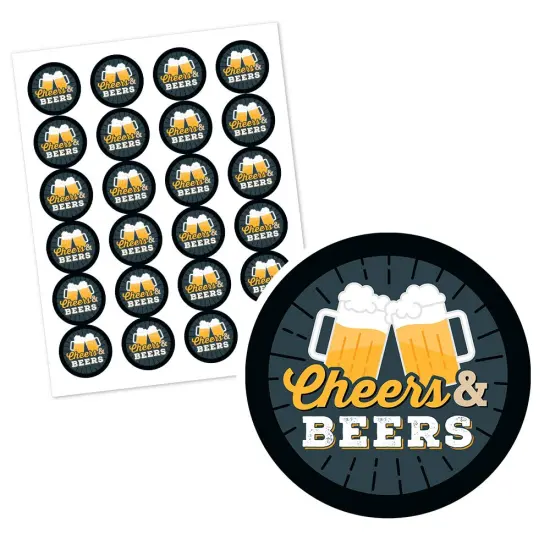 Big Dot of Happiness Cheers and Beers Happy Birthday - Birthday Party Circle Sticker Labels - 24 Count {3}