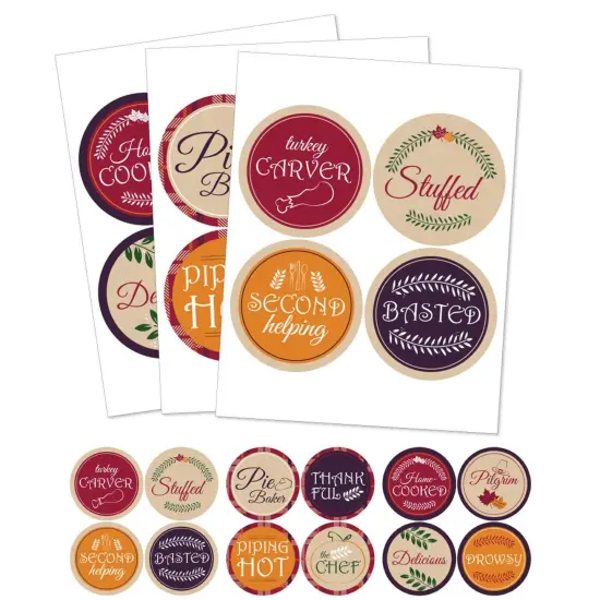 Big Dot of Happiness Friends Thanksgiving Feast - Friendsgiving Party Funny Name Tags - Party Badges Sticker Set of 12 {3}