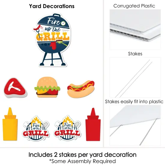 Big Dot of Happiness Fire Up the Grill - Yard Sign and Outdoor Lawn Decorations - Summer BBQ Picnic Party Yard Signs - Set of 8 {6}