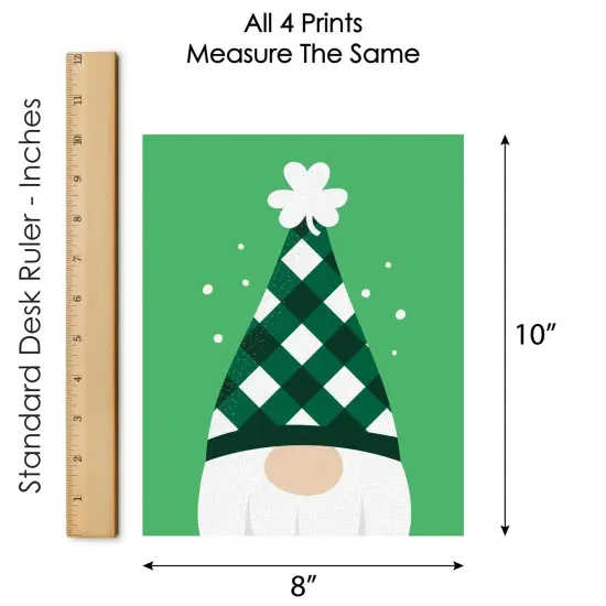 Big Dot of Happiness Irish Gnomes - Unframed St. Patrick's Day Linen Paper Wall Art - Set of 4 - Artisms - 8 x 10 inches {7}