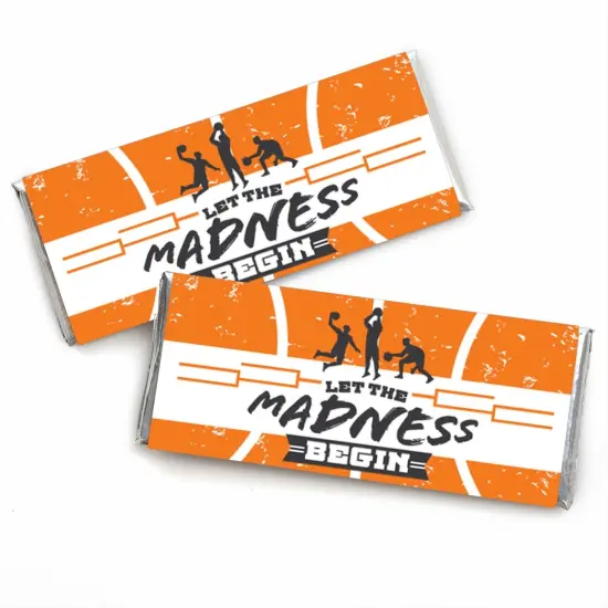 Big Dot of Happiness Basketball - Let The Madness Begin - Candy Bar Wrapper College Basketball Party Favors - Set of 24 {1}