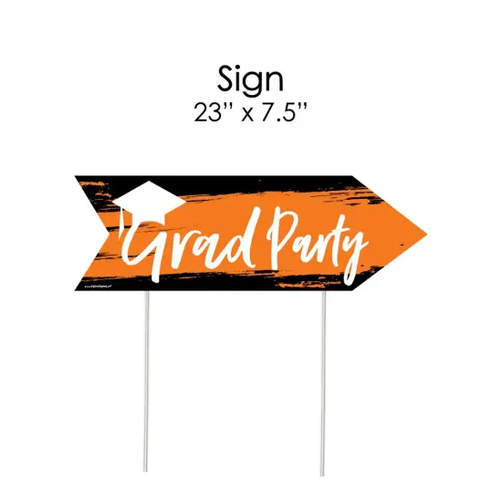 Big Dot of Happiness Orange Graduation Party Sign Arrow - Double Sided Directional Yard Signs - Set of 2 {7}