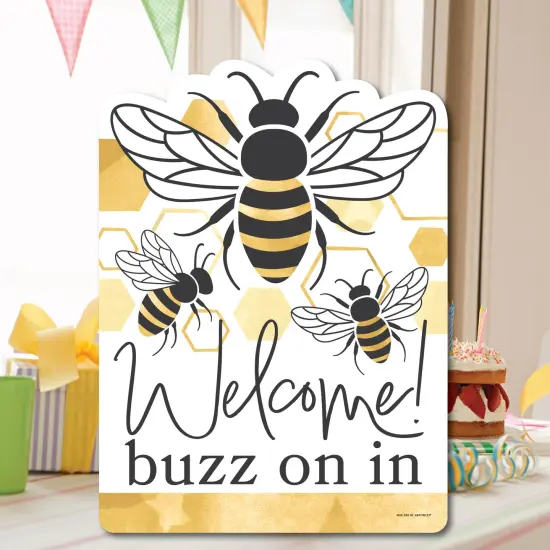 Big Dot of Happiness Little Bumblebee - Party Decorations - Bee Baby Shower or Birthday Party Welcome Yard Sign {7}