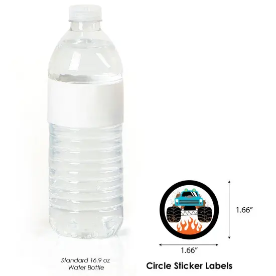 Big Dot of Happiness Smash and Crash - Monster Truck - Boy Birthday Party Circle Sticker Labels - 24 Count {4}