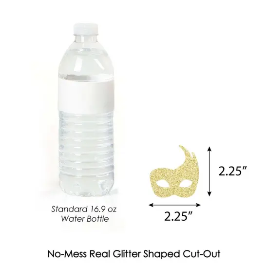 Big Dot of Happiness Gold Glitter Masks - No-Mess Real Gold Glitter Cut-Outs - Masquerade Mardi Gras Party Confetti - Set of 24 {4}