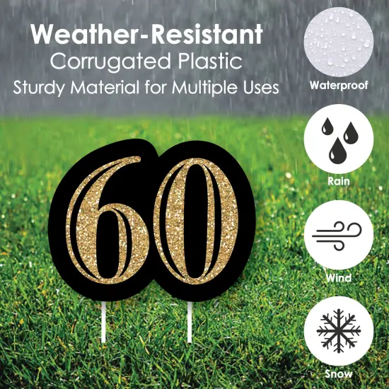 Big Dot of Happiness Adult 60th Birthday - Gold - Yard Sign and Outdoor Lawn Decorations - Happy Birthday Party Yard Signs - Set of 8 {4}