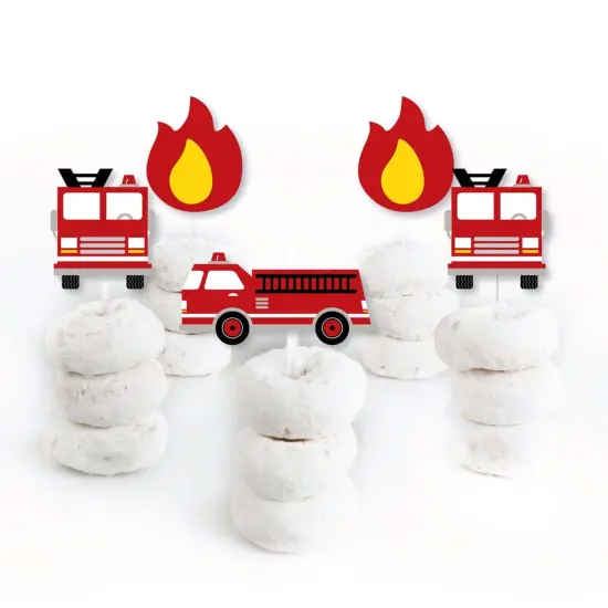 Big Dot of Happiness Fired Up Fire Truck - Dessert Cupcake Toppers - Firefighter Firetruck Baby Shower or Birthday Party Clear Treat Picks - Set of 24 {3}