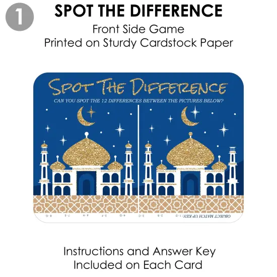 Big Dot of Happiness Ramadan - 2-in-1 Eid Mubarak Party Cards - Activity Duo Games - Set of 20 {7}
