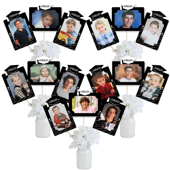 Big Dot of Happiness Graduation Cheers - Graduation Party Picture Centerpiece Sticks - Photo Table Toppers - 15 Pieces {1}