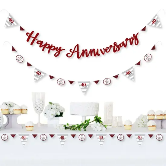 Big Dot of Happiness We Still Do - 40th Wedding Anniversary - Party Letter Banner Decoration - 36 Banner Cutouts and Happy Anniversary Banner Letters {3}