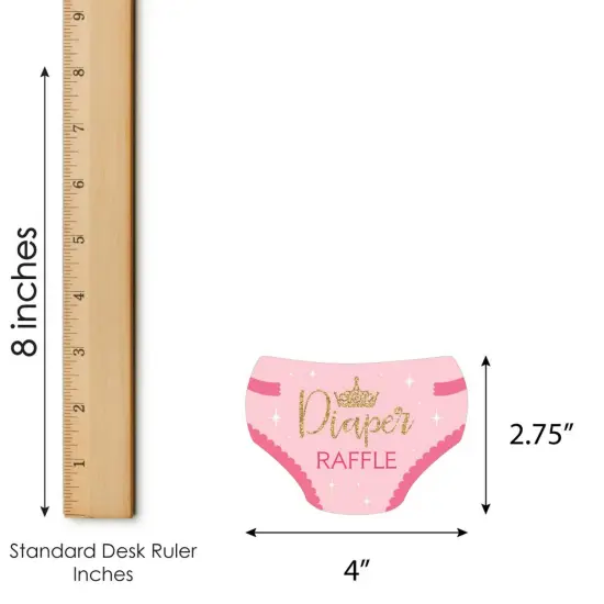 Big Dot of Happiness Little Princess Crown - Diaper Shaped Raffle Ticket Inserts - Pink & Gold Princess Baby Shower Diaper Raffle Game - Set of 24 {4}