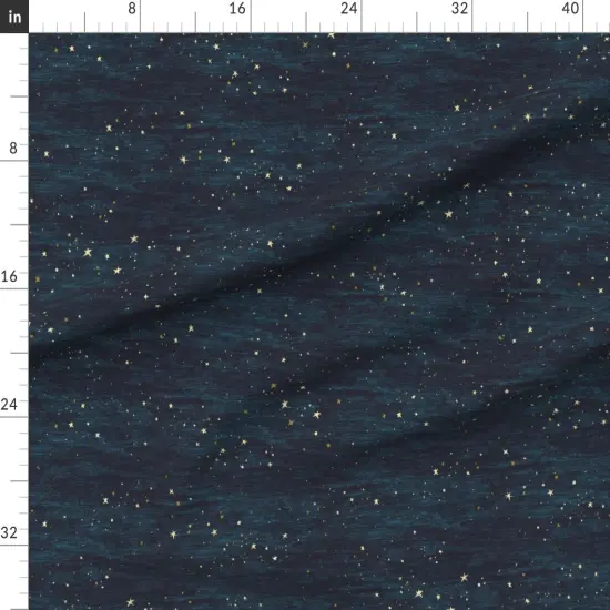 Various Fabrics by the Yard or Fat Quarter Nighttime Stars Stars Turquoise Sky Nursery Hand-Drawn Dark Blue Cosmos Night Midnight Astrological Christmas Star Dots Custom Printed Fabric by Spoonflower {1}