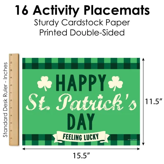 Big Dot of Happiness St. Patrick's Day - Paper Saint Paddy's Day Party Coloring Sheets - Activity Placemats - Set of 16 {6}