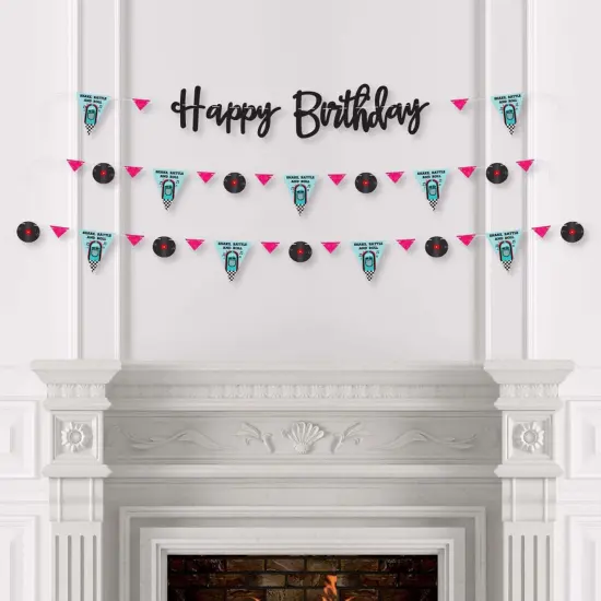 Big Dot of Happiness 50's Sock Hop - 1950s Rock N Roll Birthday Party Letter Banner Decoration - 36 Banner Cutouts and Happy Birthday Banner Letters {4}