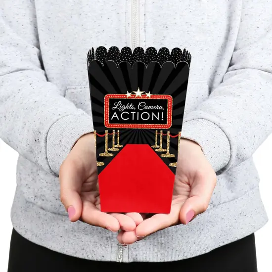 Big Dot of Happiness Red Carpet - Movie Night Party Favor Popcorn Treat Boxes - Set of 12 {6}