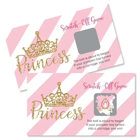 Big Dot of Happiness Little Princess Crown - Pink and Gold Princess Baby Shower or Birthday Party Game Scratch Off Cards - 22 Count {1}