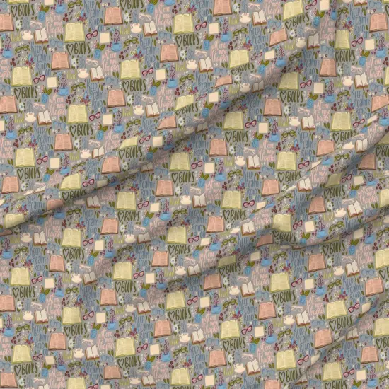 Various Fabrics by the Yard or Fat Quarter Chapter Book Lover Grey Reading Books Hygge Library Time Custom Printed Fabric by Spoonflower {6}