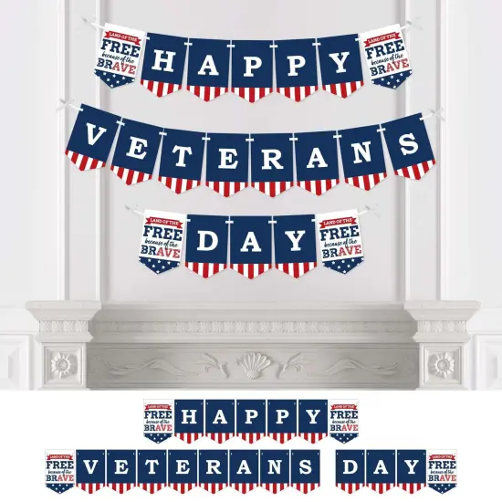 Big Dot of Happiness Happy Veterans Day - Patriotic Bunting Banner - Party Decorations - Happy Veterans Day {1}