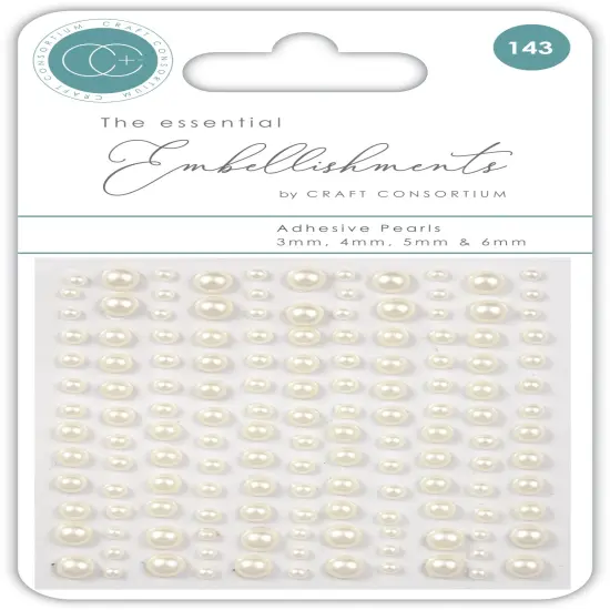 Craft Consortium Essential Adhesive Pearls 143/Pkg-Natural Pearl {1}