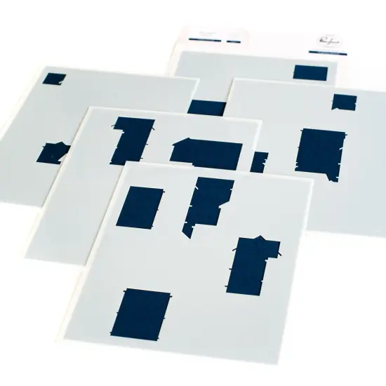 Pinkfresh Studio Stencils 4.25"X5.25" 5/Pkg-Holiday City View Layering {1}