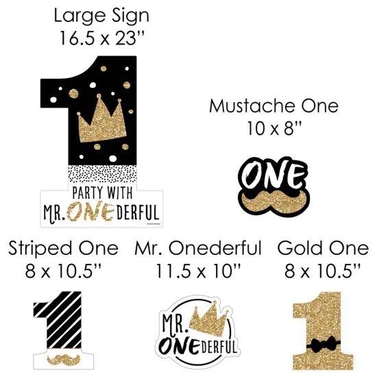 Big Dot of Happiness 1st Birthday Little Mr. Onederful - Yard Sign and Outdoor Lawn Decorations - Boy First Birthday Party Yard Signs - Set of 8 {7}