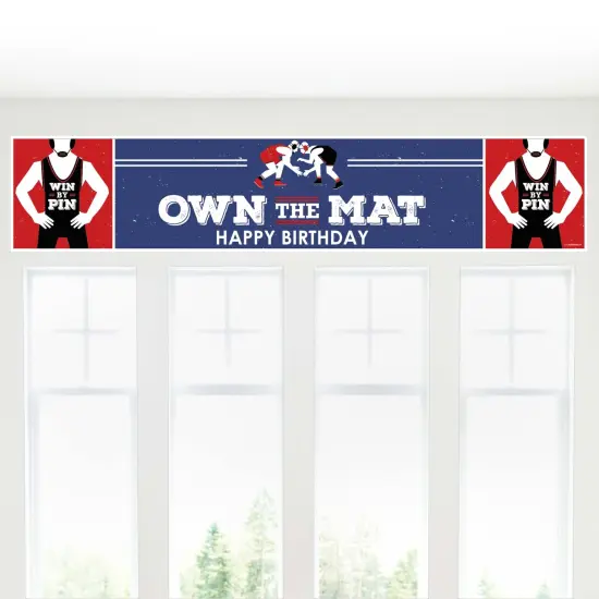 Big Dot of Happiness Own the Mat - Wrestling - Happy Birthday Decorations Party Banner {6}