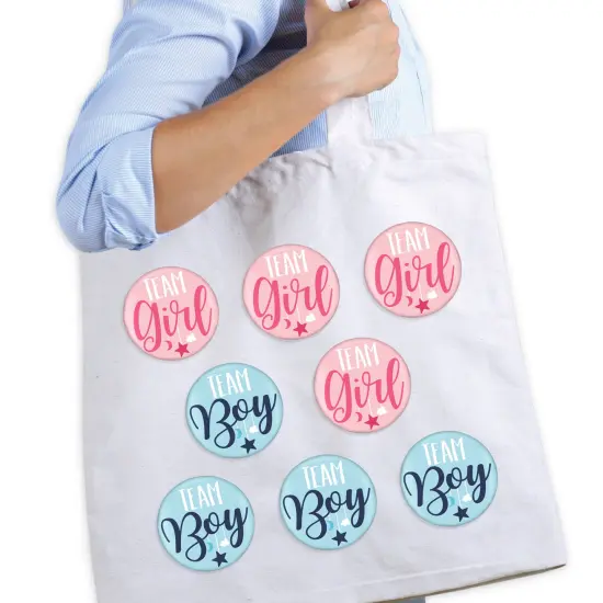 Big Dot of Happiness Team Boy or Girl - 3 inch Baby Gender Reveal Party Badge - Pinback Buttons - Set of 8 {3}