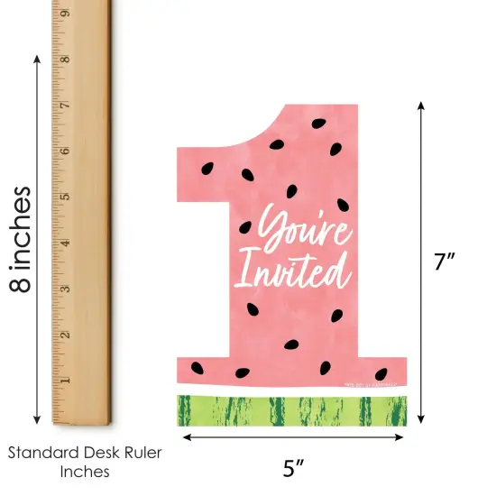 Big Dot of Happiness 1st Birthday One in a Melon - Shaped Fill-In Invitations - Fruit First Birthday Party Invitation Cards with Envelopes - Set of 12 {7}