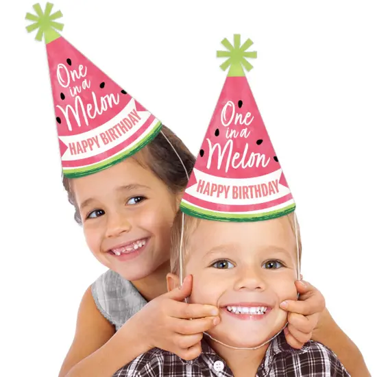 Big Dot of Happiness Sweet Watermelon - Cone Happy Birthday Party Hats for Kids and Adults - Set of 8 (Standard Size) {3}
