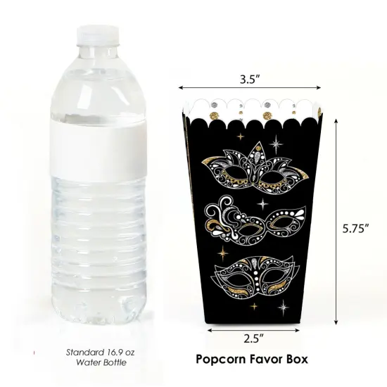 Big Dot of Happiness Masquerade - Carnival Mask Party Favor Popcorn Treat Boxes - Set of 12 {3}