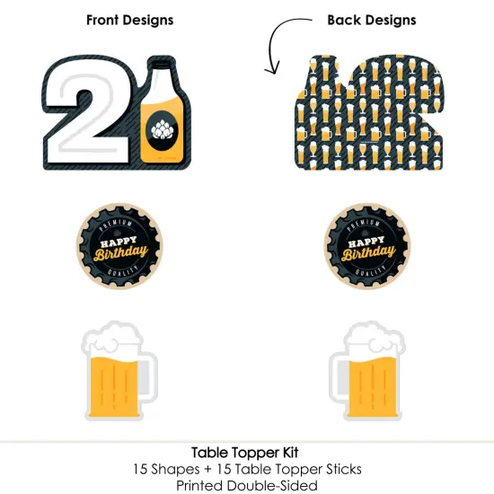 Big Dot of Happiness Cheers and Beers to 21 Years - 21st Birthday Party Centerpiece Sticks - Table Toppers - Set of 15 {6}