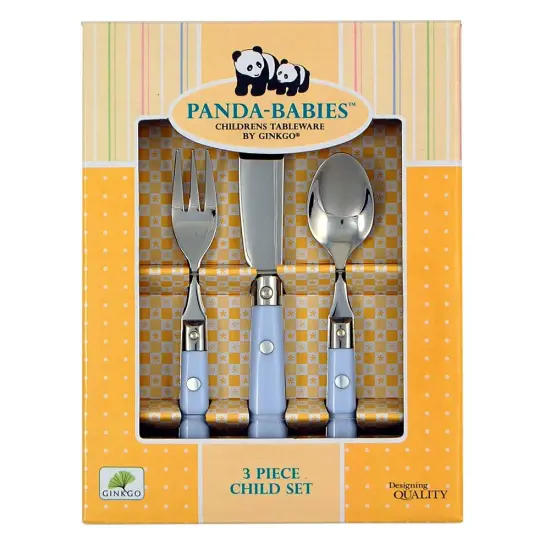 Ginkgo International Panda Babies 3-Piece Stainless Steel Childs Flatware Set, {1}