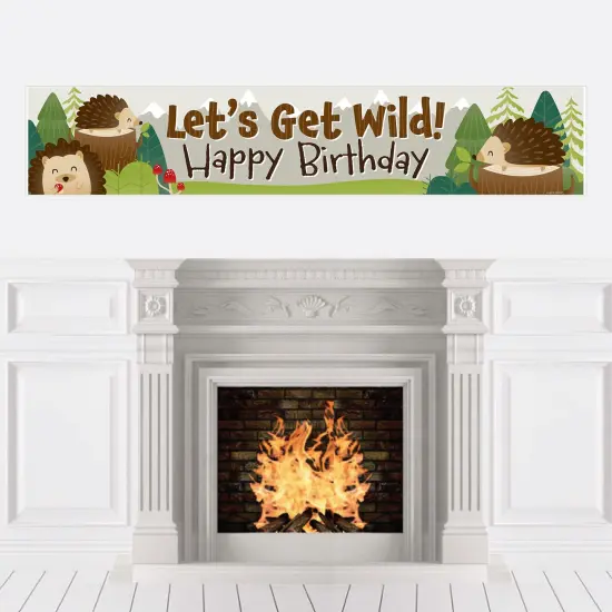 Big Dot of Happiness Forest Hedgehogs - Happy Birthday Woodland Decorations Party Banner {1}