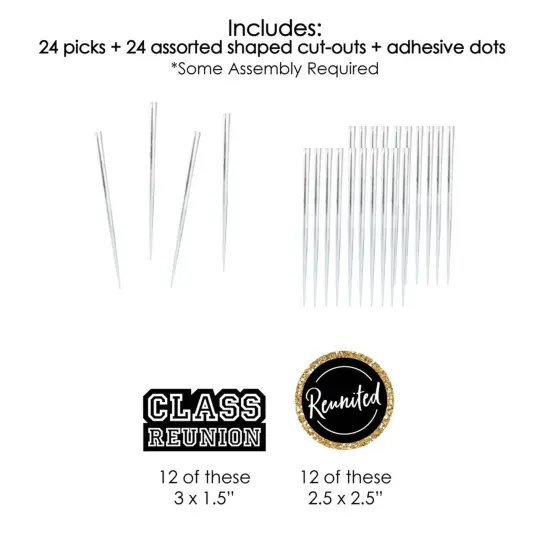 Big Dot of Happiness Reunited - Dessert Cupcake Toppers - School Class Reunion Party Clear Treat Picks - Set of 24 {7}