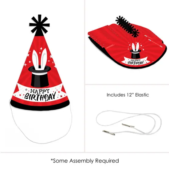 Big Dot of Happiness Ta-Da, Magic Show - Cone Happy Birthday Party Hats for Kids and Adults - Set of 8 (Standard Size) {6}